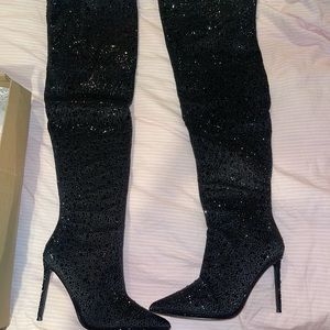Vivianne Black- over the knee bedazzled boots